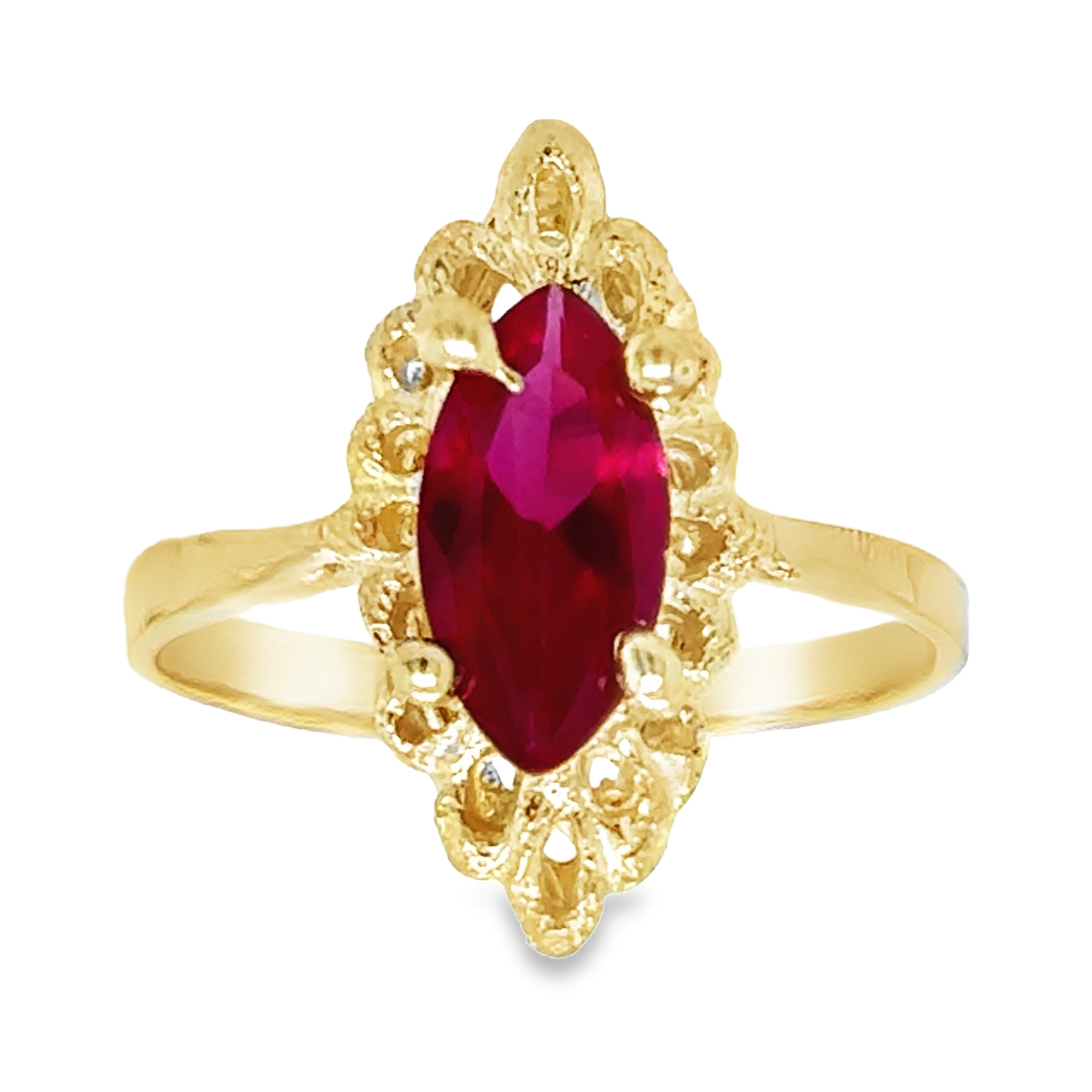 10KT Gold Red Marquise Ring