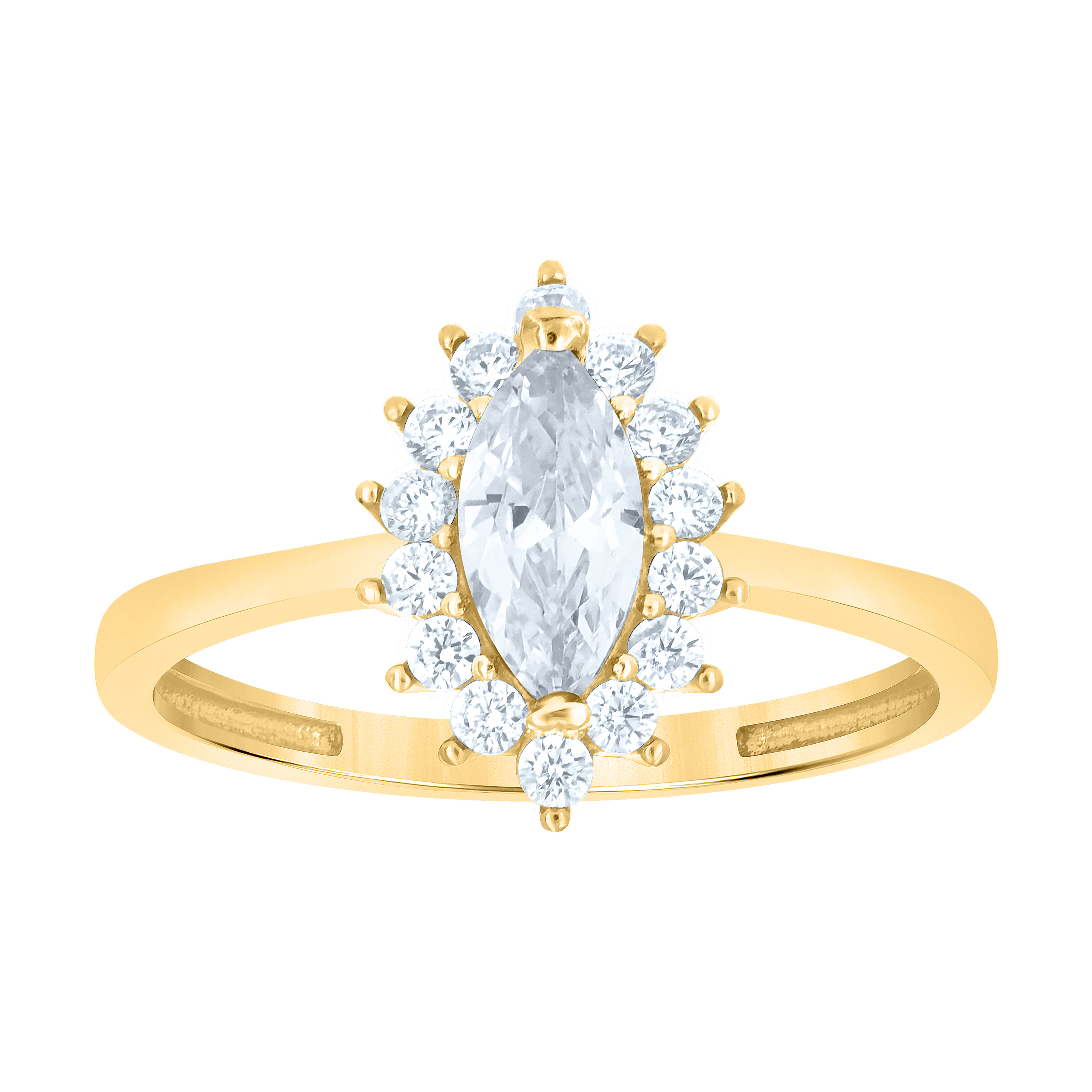 10kt Yellow Gold Womens Round Marquise White Cubic-Zirconia Fashion Ri
