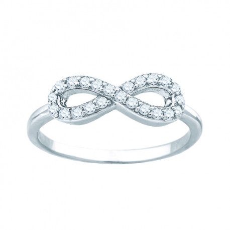925 Sterling Silver Womens Cubic Zirconia Infinity Fashion Ring Size 6