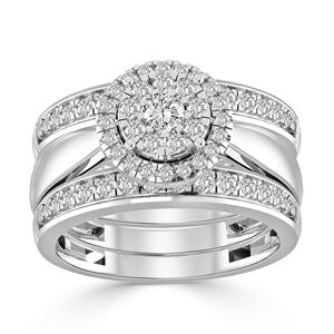 14KT 1 CT ROUND DIAMOND  LADIES BRIDAL RING SET