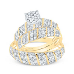 1/2CTW-DIAMOND ROUND TRIO SET IN 10KT YELLOW GOLD