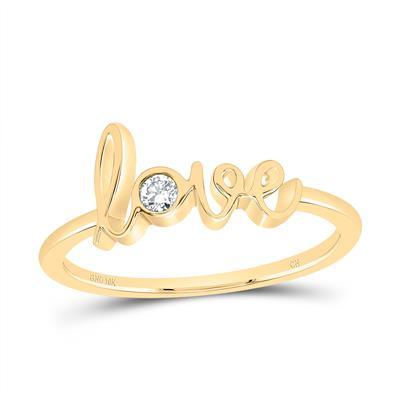 10KT YELLOW GOLD 1/20CT DIAMONDS LOVE FASHION LADIES RING