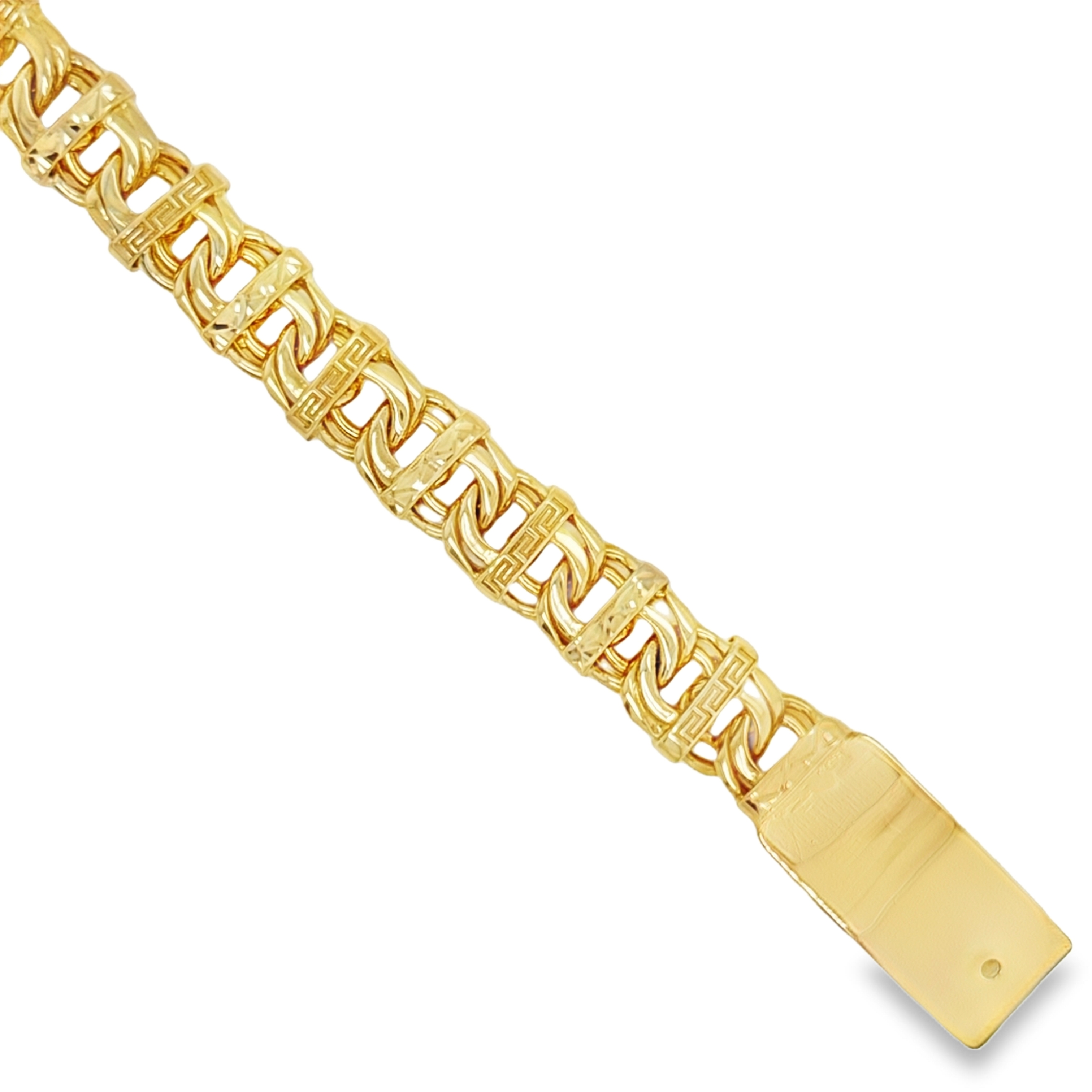 10KT Gold 9MM Solid Open NEW Chino Bar Link Bracelet 8" - Premium Volu