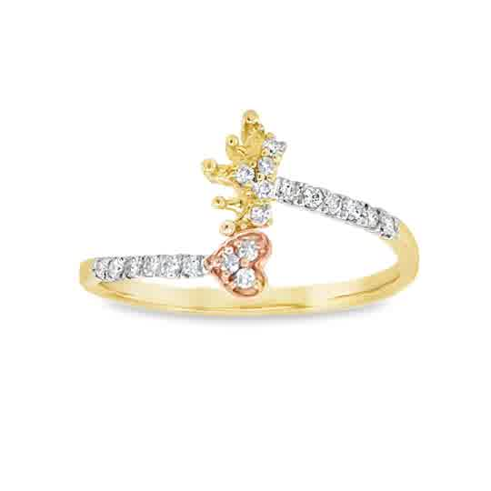 10KT .14CT DIAMOND WOMENN'S TIARA WITH HEART RING
