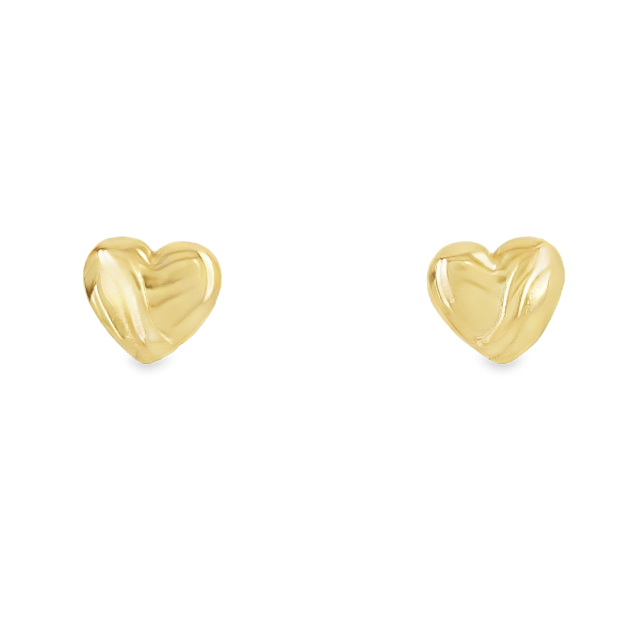 10KT Yellow Gold Heart Earrings with Line
