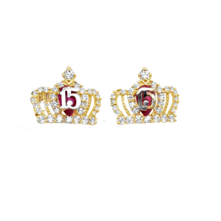 Lady's  10 K Quinceanera Earrings piedra Ruby Corona