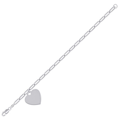 925 Sterling Silver Womens Heart Charm Bracelet Size 7.5 Inches