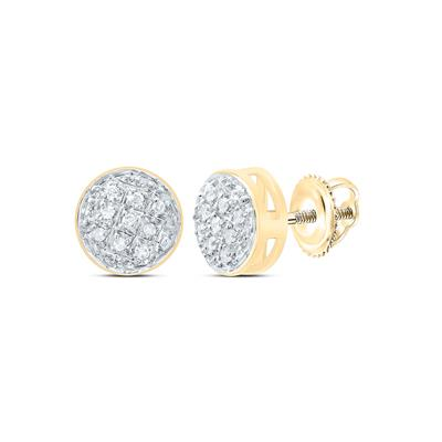 10k Yellow Gold Round Diamond Circle Earrings 1/20 Cttw