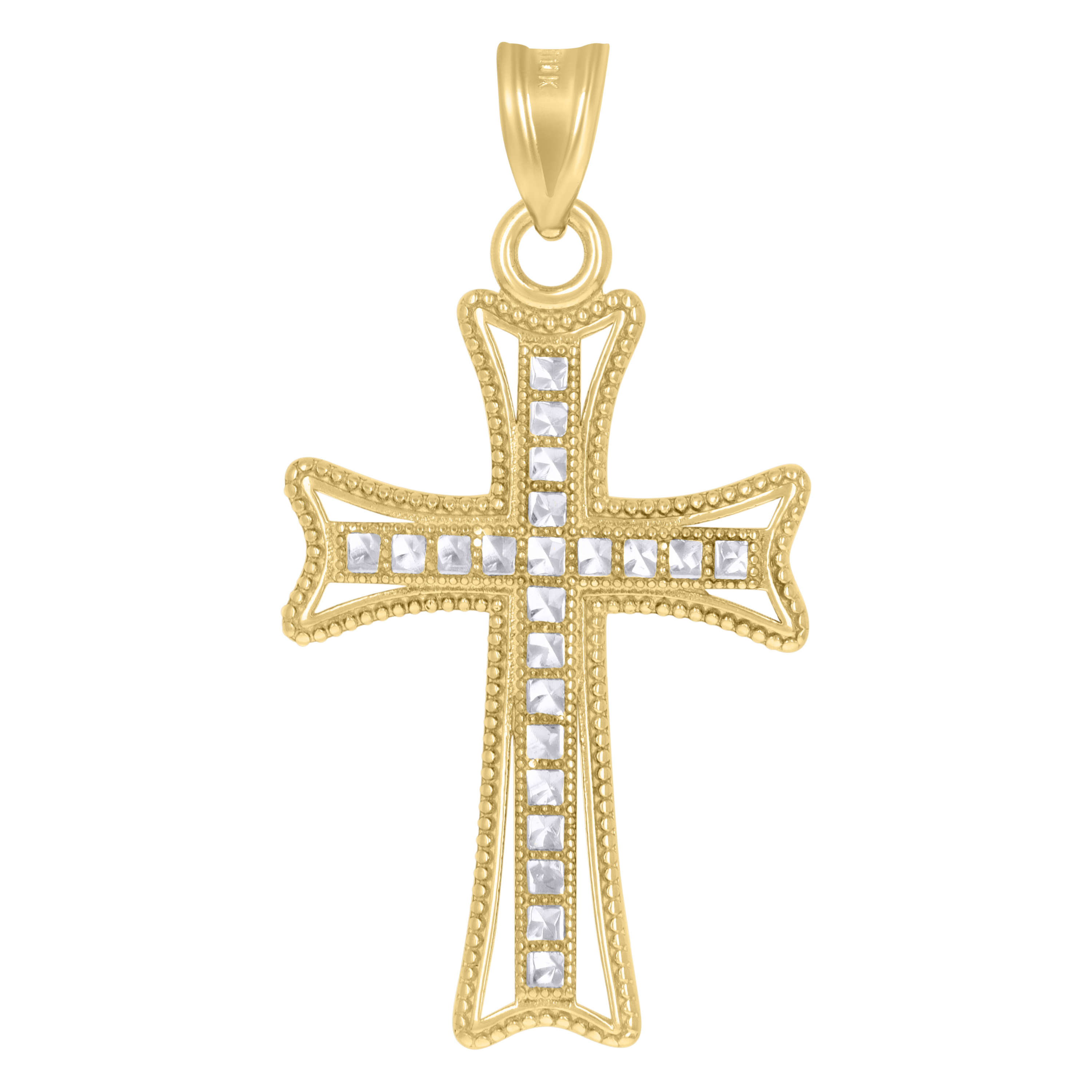10kt Yellow Gold Unisex Cubic Zirconia Cubic-Zirconia Cross Religious