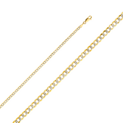 10kt Two-tone Gold Solid Curb Pave Bracelet 3.2mm 7 inches
