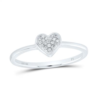 10KT WHITE GOLD 1/20CTW NATURAL DIAMOND HEART RING