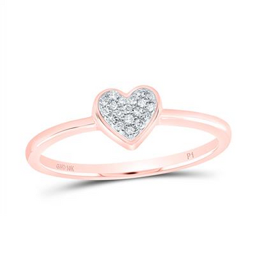 10KT ROSE GOLD 1/20CTW-NATURAL DIAMOND HEART RING