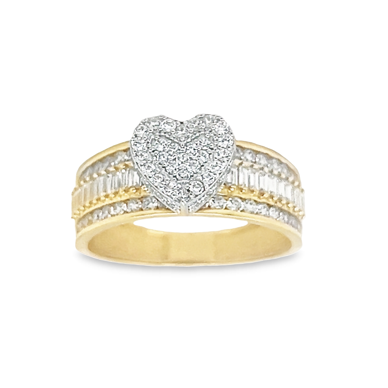 10KT Gold 10MM Heart Ring with CZ Size 7