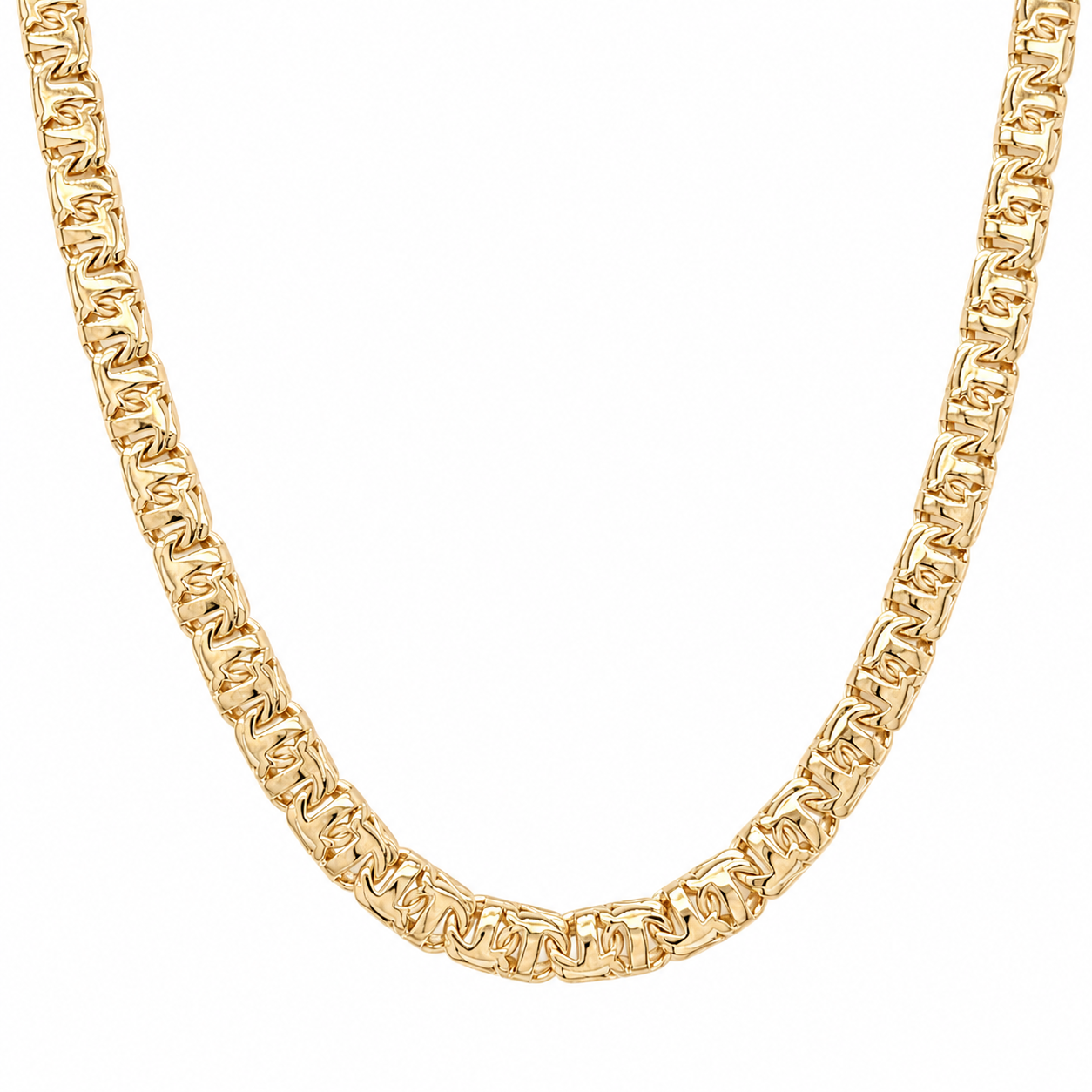 10KT Gold 5MM Chino Bar Chain with Greek Border 20 Inches (Free Engrav