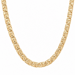 10KT Gold 5MM Chino Bar Chain with Greek Border 20 Inches (Free Engrav