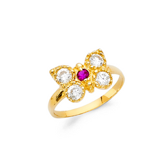 14KY CZ Butterfly Babies Ring #3.5