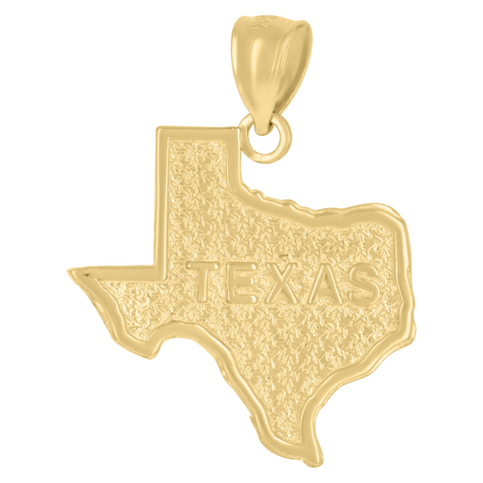 10kt Yellow Gold Unisex Texas Map Charm Pendant 26mm with Bail