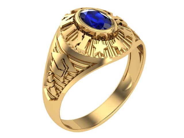 10KT Yellow Gold Kinder Spirit Graduation Ring Blue Stone Size 5