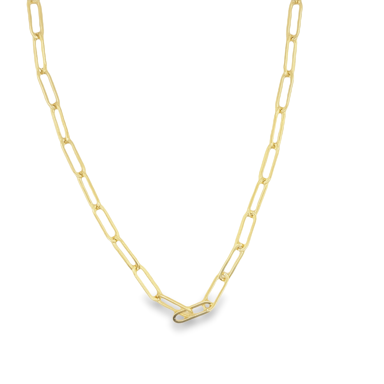 10KT Gold 4MM Paperclip Necklace 24IN