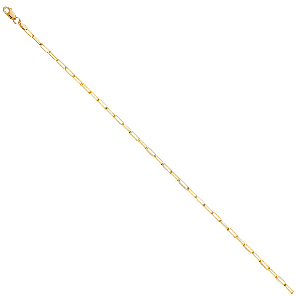 10KT Gold 1.9MM Paperclip Chain 18 Inches