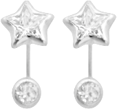 Sterling Silver Star Telephone Style Stud Earrings
