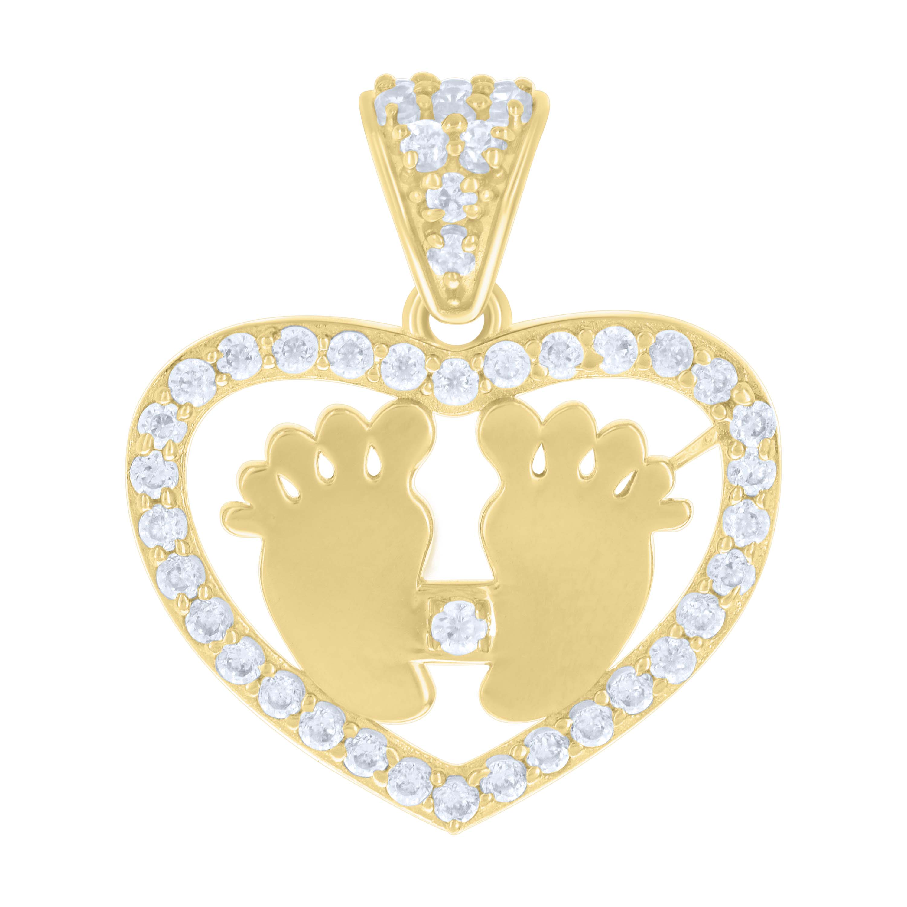 10KT Gold Mom Pendant with Footprints Engraveable