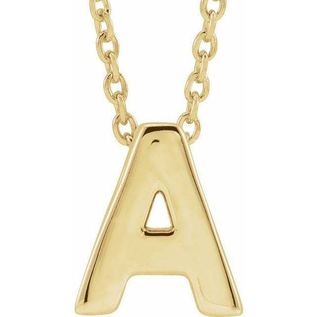 10KT Yellow Gold Initial A Necklace 17+1 Inches