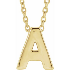 10KT Yellow Gold Initial A Necklace 17+1 Inches