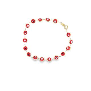 10KT YELLOW GOLD RED EVIL EYE
