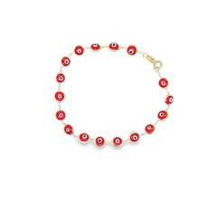 10KT YELLOW GOLD RED EVIL EYE