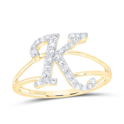 1/4CTW-NAT DIA NK GIFT INITIAL "K" LADIES RING