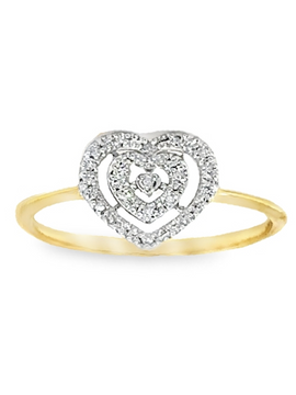 10KT GOLD HEART RING WITH 0.05CT DIAMOND RING