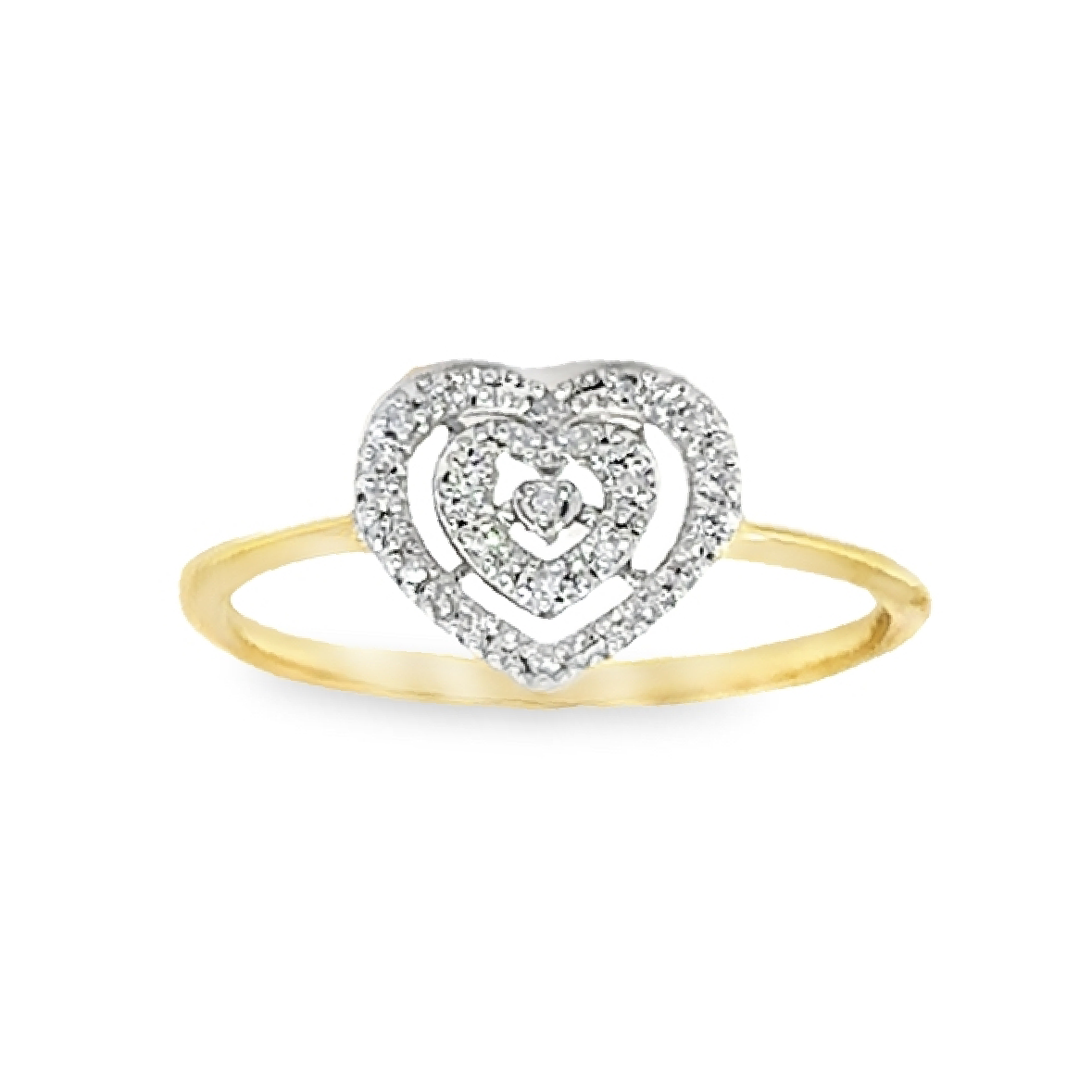10KT GOLD HEART RING WITH 0.05CT DIAMOND RING