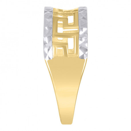 10kt Two-tone Gold Womens Greek Key Fashion Ring
