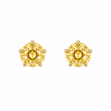 10KT Gold 3MM Yellow Topaz CZ November Birthstone Stud Earrings with S