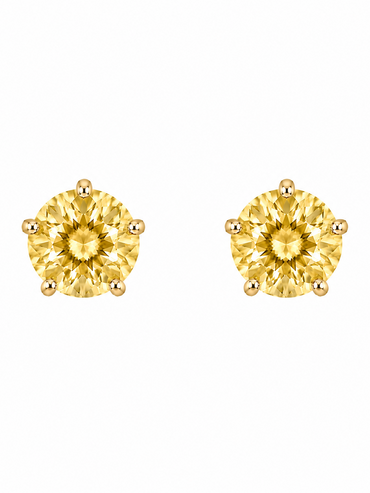 10KT Gold 3MM Yellow Topaz CZ November Birthstone Stud Earrings with S