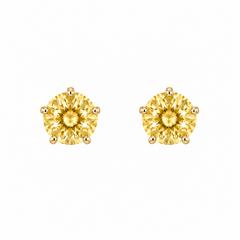 10KT Gold 3MM Yellow Topaz CZ November Birthstone Stud Earrings with S