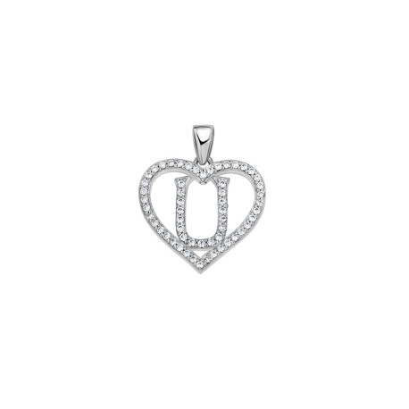 925 Sterling Silver Womens Cubic Zirconia Initial Letter S Heart Charm