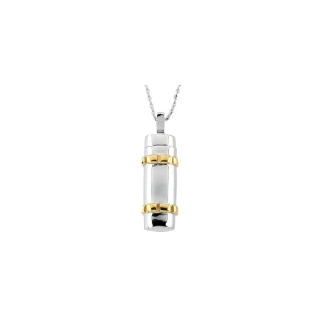 Sterling Silver 14K Yellow Gold-Plated Cylinder Ash Holder 18" Necklac