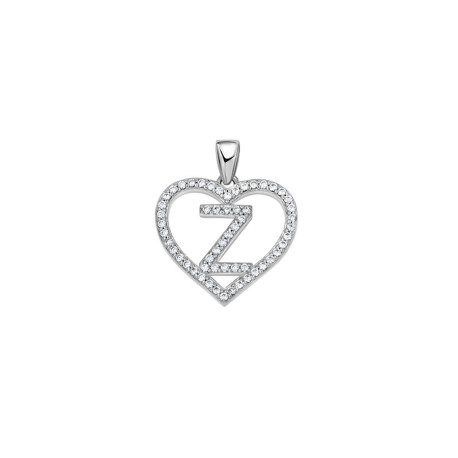 925 Sterling Silver Womens Cubic Zirconia Initial Letter S Heart Charm