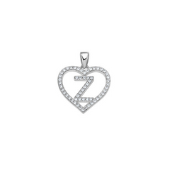 925 Sterling Silver Womens Cubic Zirconia Initial Letter S Heart Charm