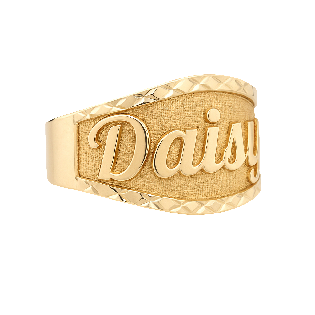 Anillo con Nombre Cursiva De Oro 10KT/Women's Custom Name Ring in 10KT