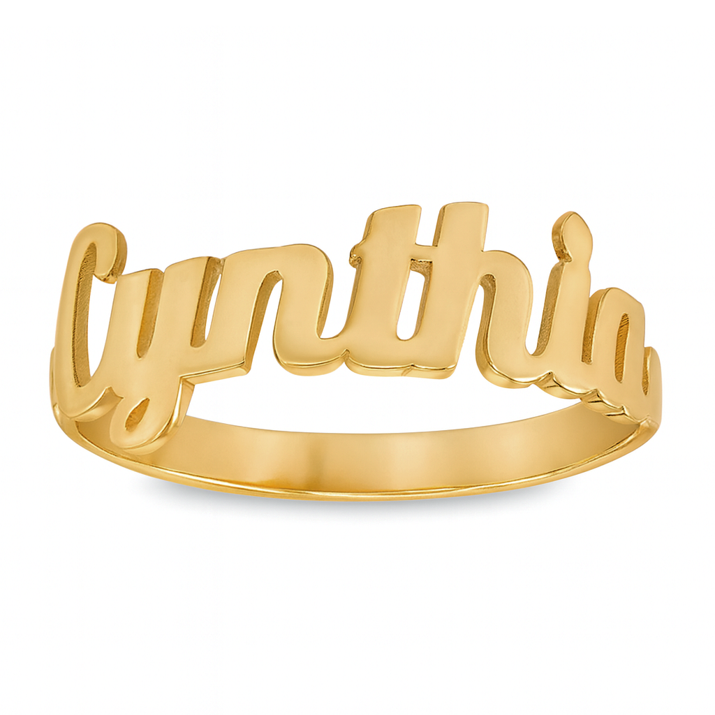 Anillo con Nombre Cursiva De Oro 10KT/Women's Custom Name Ring in 10KT