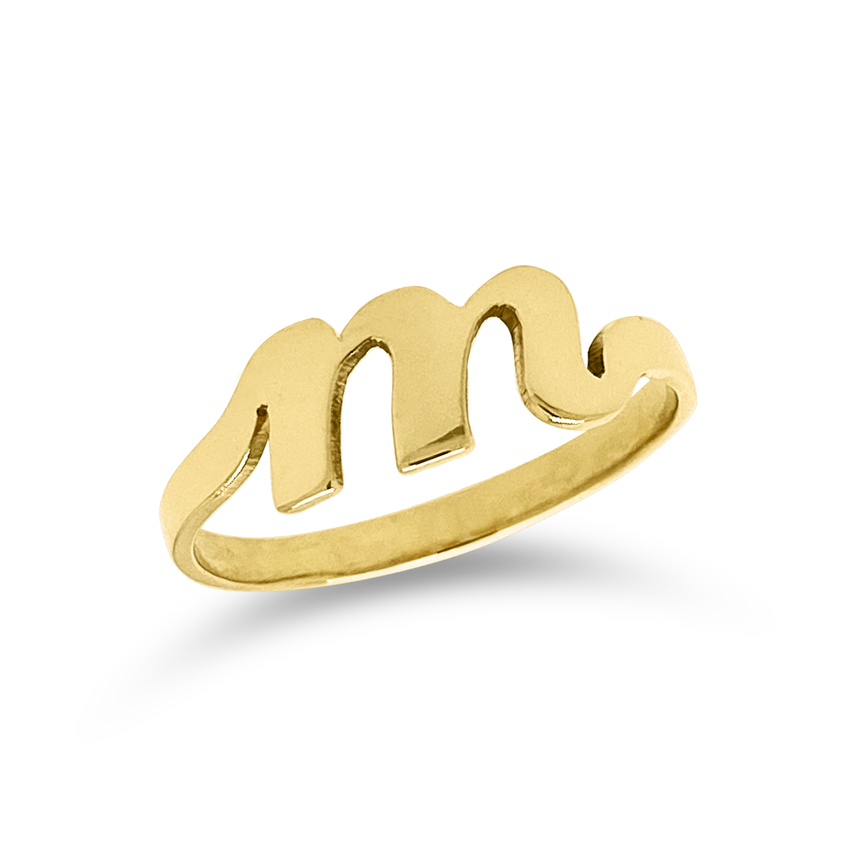 Anillo Inicial Cursiva Oro 10KT/10KT Gold Cursive Initial Ring