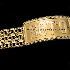 Chino Link Triple Stand ID Bracelet with Diamond Cut Border