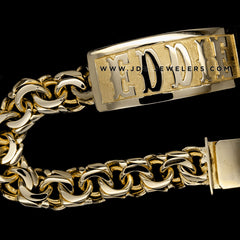 Chino Link ID Bracelet with Plain Border and Letters