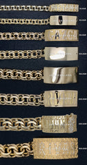 Chino Link Triple Stand ID Bracelet with Diamond Cut Border