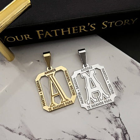 Initial Pendant for Dad with Names Engraved