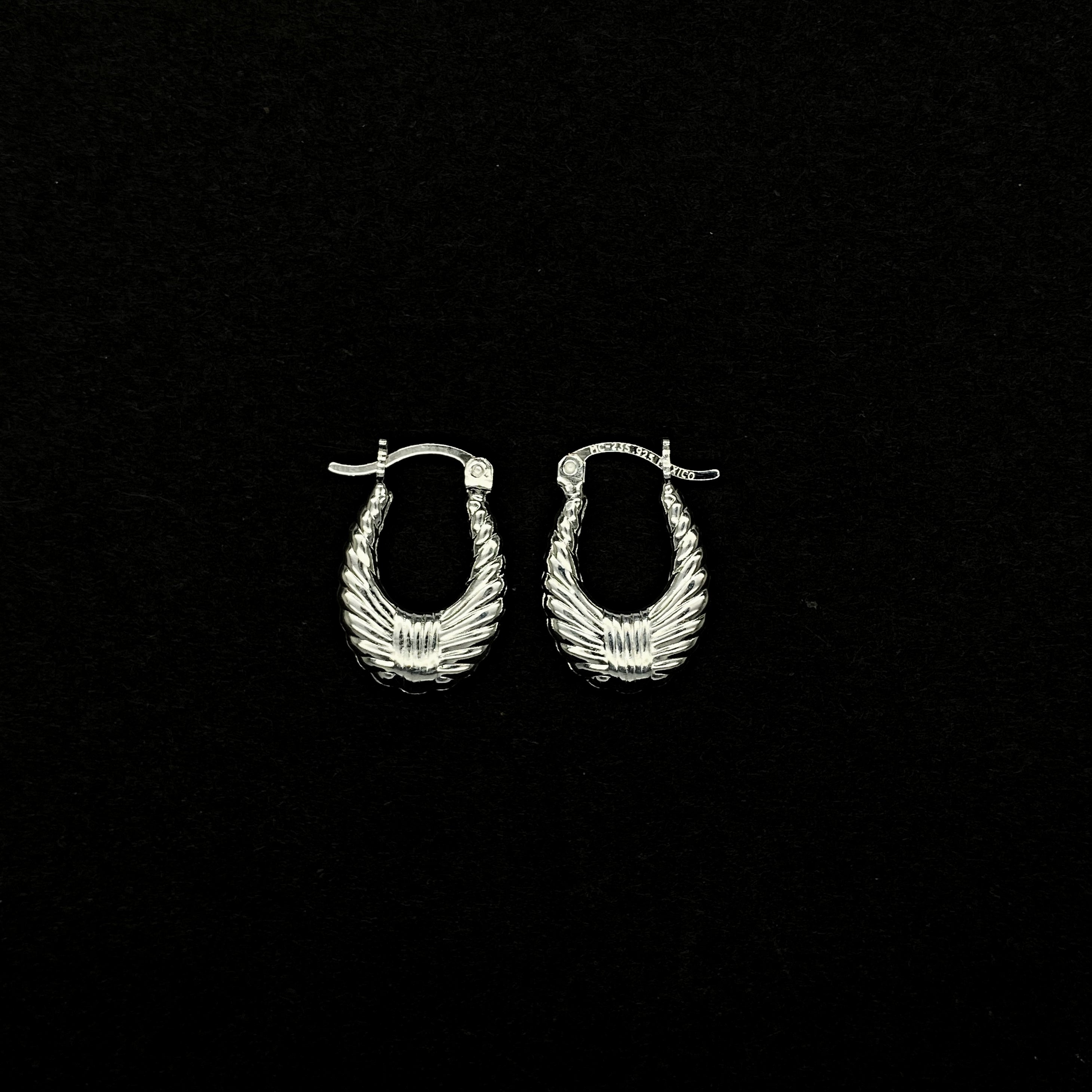 Arracadas Estilo Camaron de Plata 925/Sterling Silver Shrimp Hoop Earrings