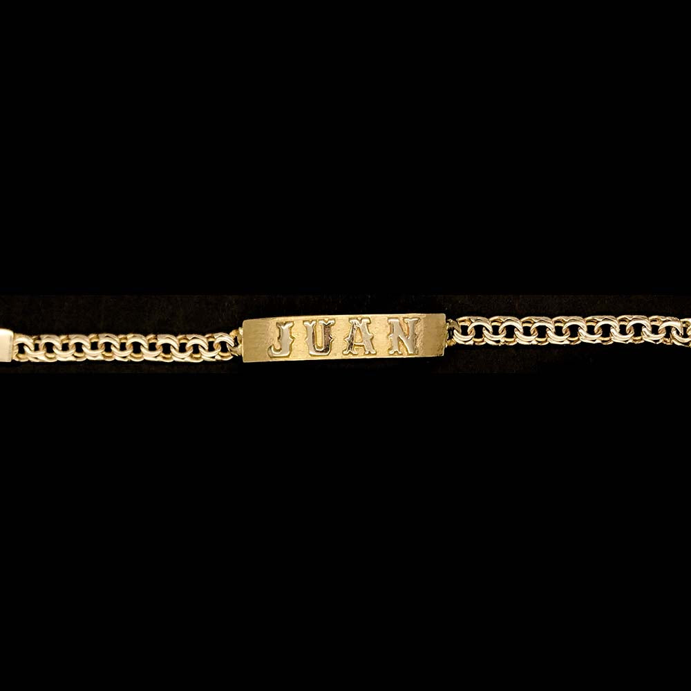 10KT Gold 4mm Children Chino Link Bracelet with FREE name